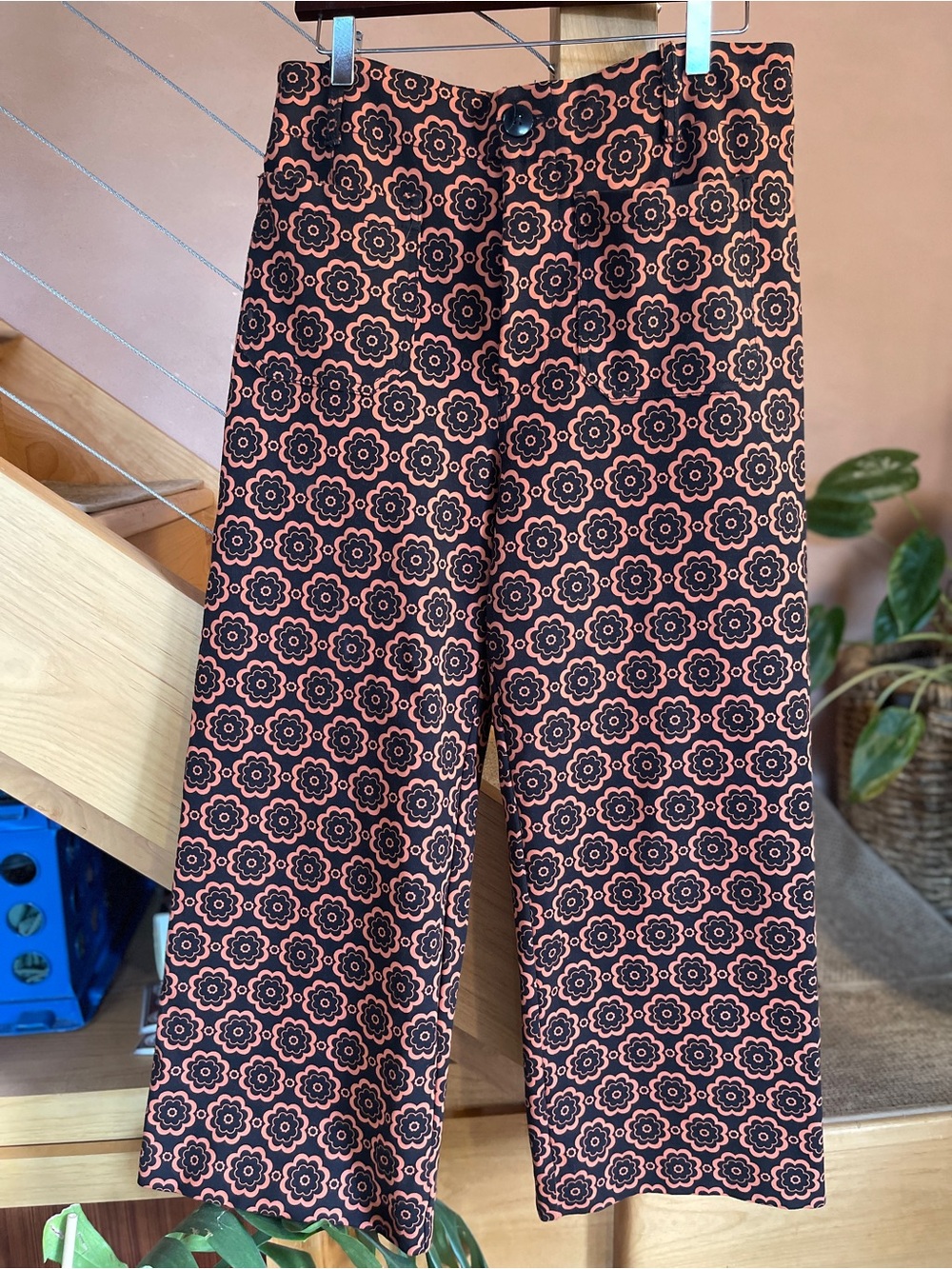 Anthropologie Maeve Colette burnt orange/black pants